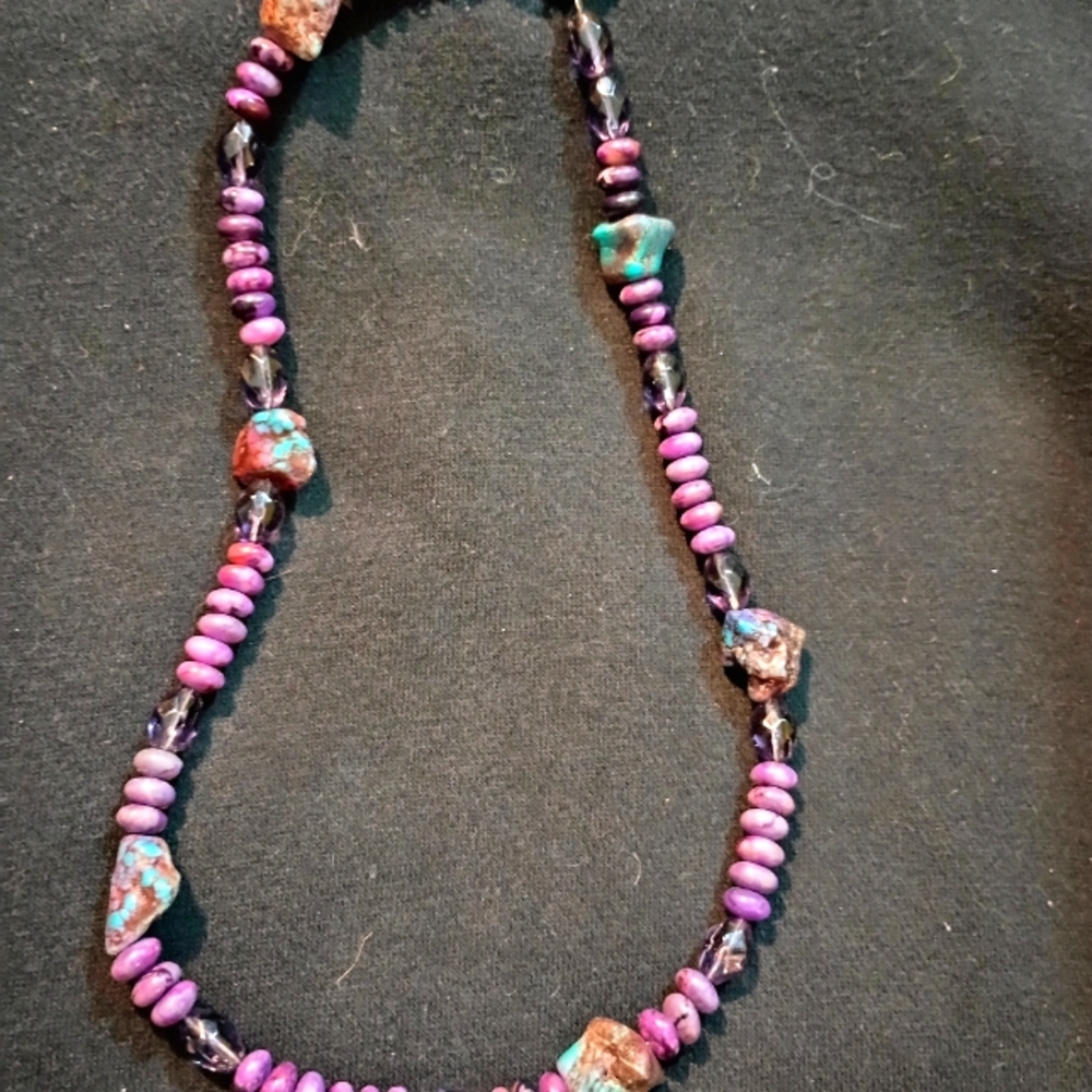 Vintage purple spiny oyster and big chunks of purple turquoise necklace